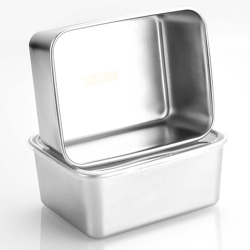 A container 304 Stainless Steel Rectangular Covered Food Storage Box