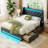 Upholstered Platform Bed Frame with Wingback Headboard & LED Lights& 4 Storage Drawers-966201852-966201854