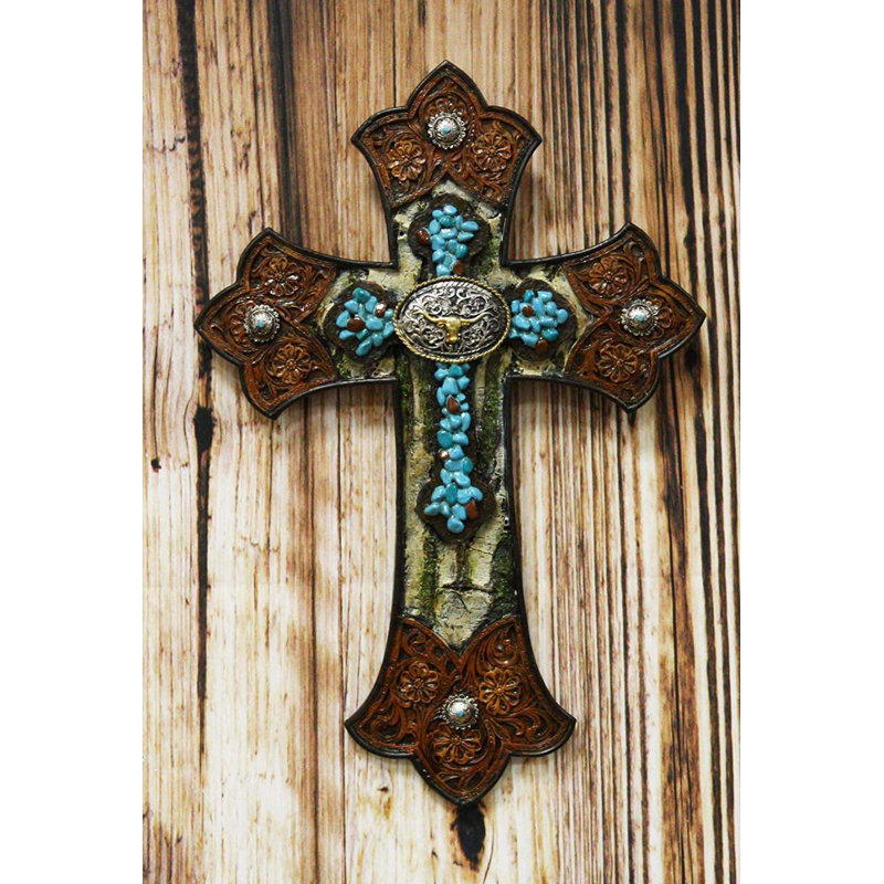 Décoration murale Millcho Pines Western Turquoise Rocks avec Longhorn Bull Concho