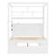 Lit à baldaquin en bois, taille standard, avec tête de lit bibliothèque, prises USB et éclairage DEL RVB intelligent, lit plateforme avec rangement sous le lit, tiroir au pied du lit et garde-robe réversible, blanc-657576028-657576030