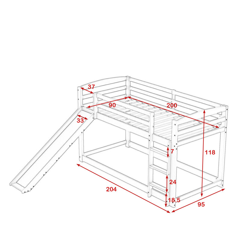 Tholf Kids 90 X 200 cm bunk bed, White