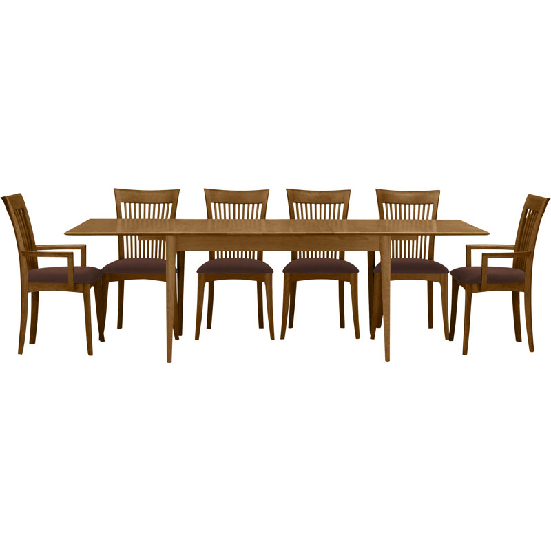 Sarah 7 - Piece Extendable Dining Set, Coffee Leather, Saddle Cherry