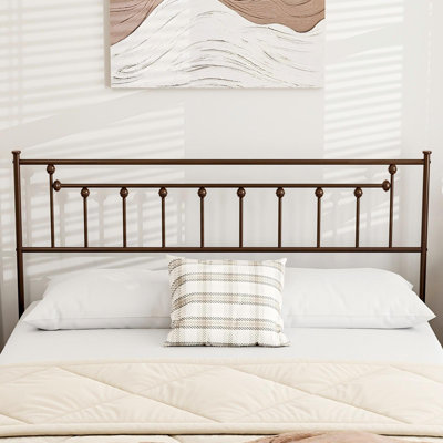 Tête de lit en métal de taille très grand, hauteur réglable, tête de lit très grand pour chambre à coucher, style maison de campagne rustique, cadre de fixation, assemblage facile, brun