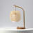 VidaLite - FOS Boho Brass Dimmable Table Lamp With hand Woven Bamboo Shade, Walnut Finish Base USB Port