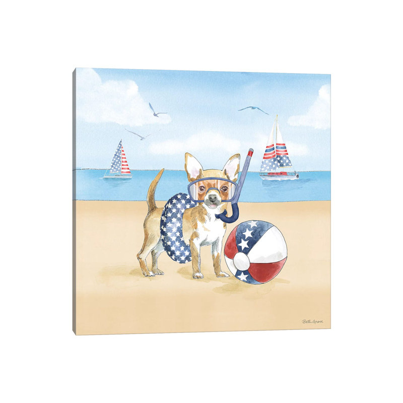Summer Paws Patriotic II by Beth Grove - Wrapped Canvas Gallery-Wrapped Canvas Giclée, 93.98 cm H x 93.98 cm W x 1.91 cm D