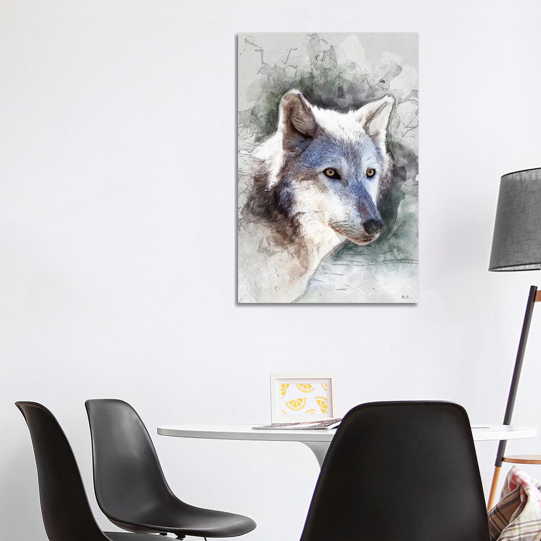 Grauer Wolf von Rob Francis - Galerie-verpackte Leinwand Giclée auf Leinwand