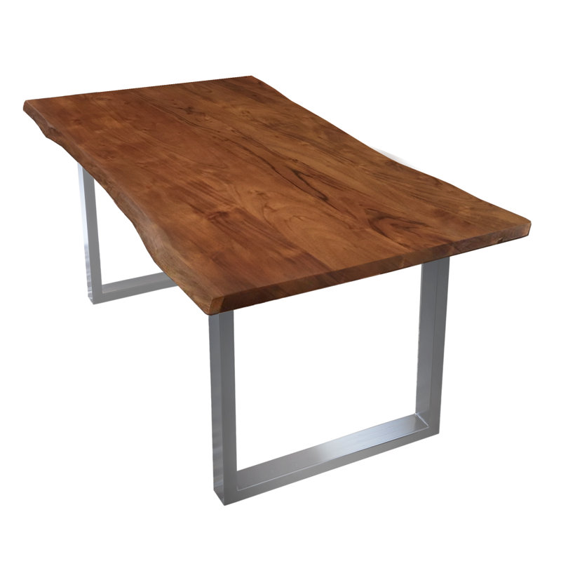 Table de salle à manger Acacia, Argent, L 31,5 po x L 55,12 po, Noyer