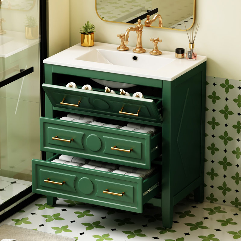 30'' Bathroom Vanity With Ceramic Sink Combo