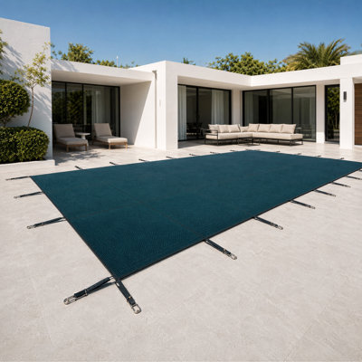 Swimming Pool Safety Cover – Inground Pool Cover, Heavy Duty Triple Stitched Mesh Winter Safety Cover with Installation Hardware, UV Resistant Pool Protection Cover(Fits 14x30ft Rectangular underground and Inground Swimming Pools)