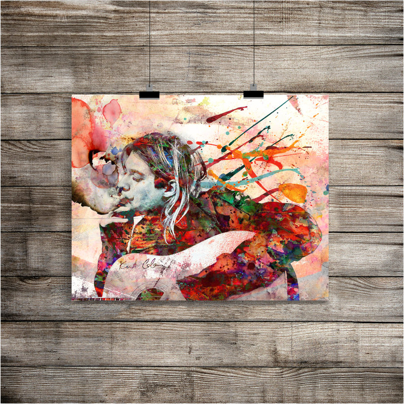 Kurt Cobain - Nirvana - «Teen Spirit» - peinture sans cadre, H 14 po x l 11 po x P 0,1 po