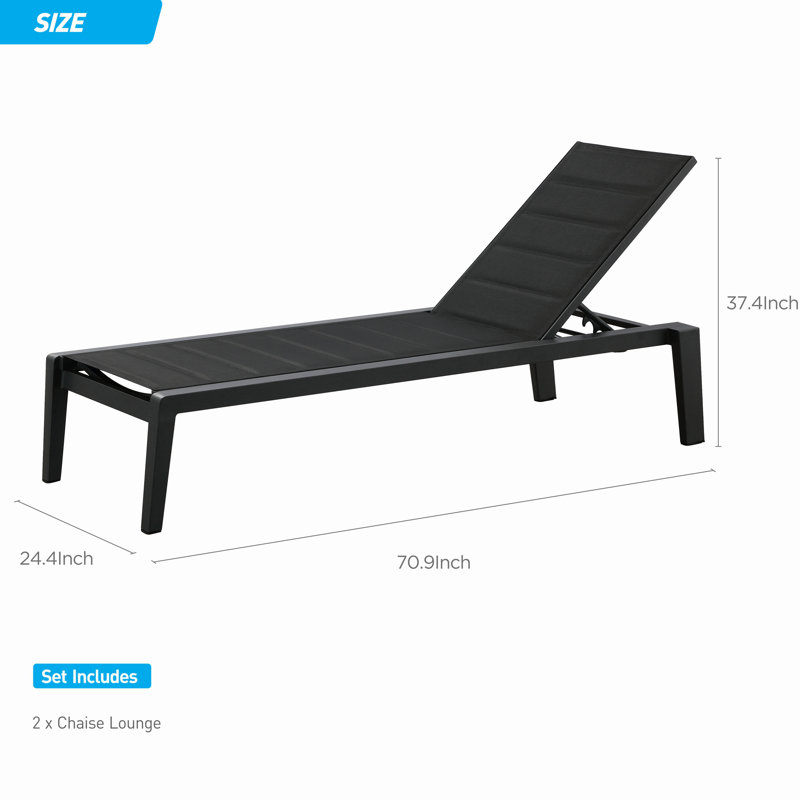 Higold 6977 Emoti Outdoor Chaise Lounge With Space Aluminum Set Of 2