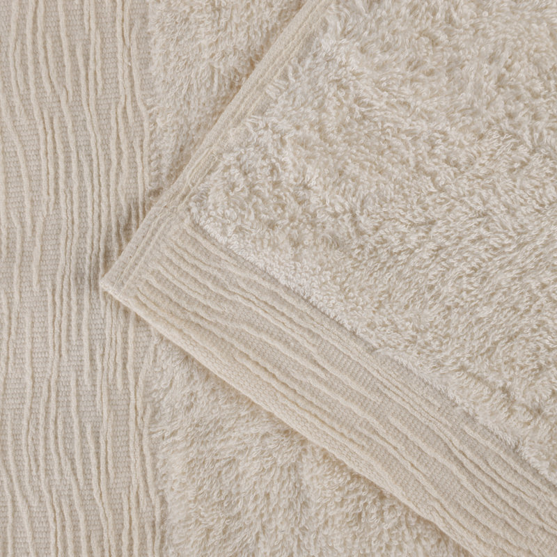 Rayon From Bamboo Cotton Blend Eco-Friendly Hypoallergenic Soft Solid Towel Set, Ivory, 3 Piece Towel Set