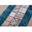Exquis petit tapis à patchwork turc Oushak en laine bleue pour un vestibule vibrant