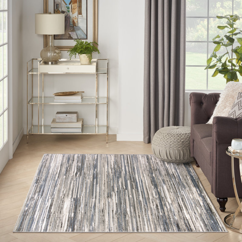 Tapis abstrait en polyester / polypropylène tissé à la machine Cynai, Rectangle 3 pi 11 po x 5 pi 11 po