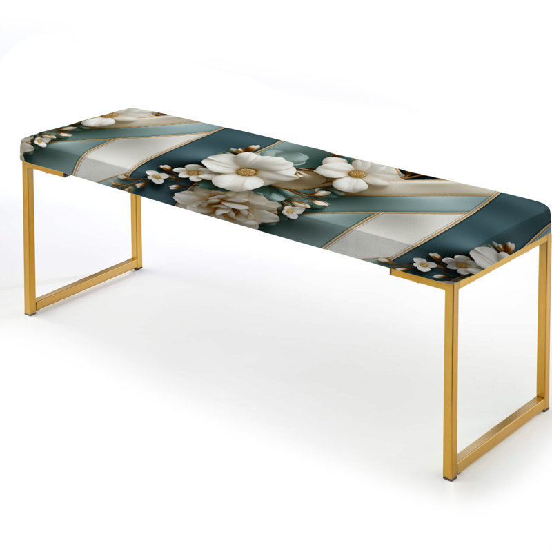 Banc rayé blanc à motif floral blanc élégant