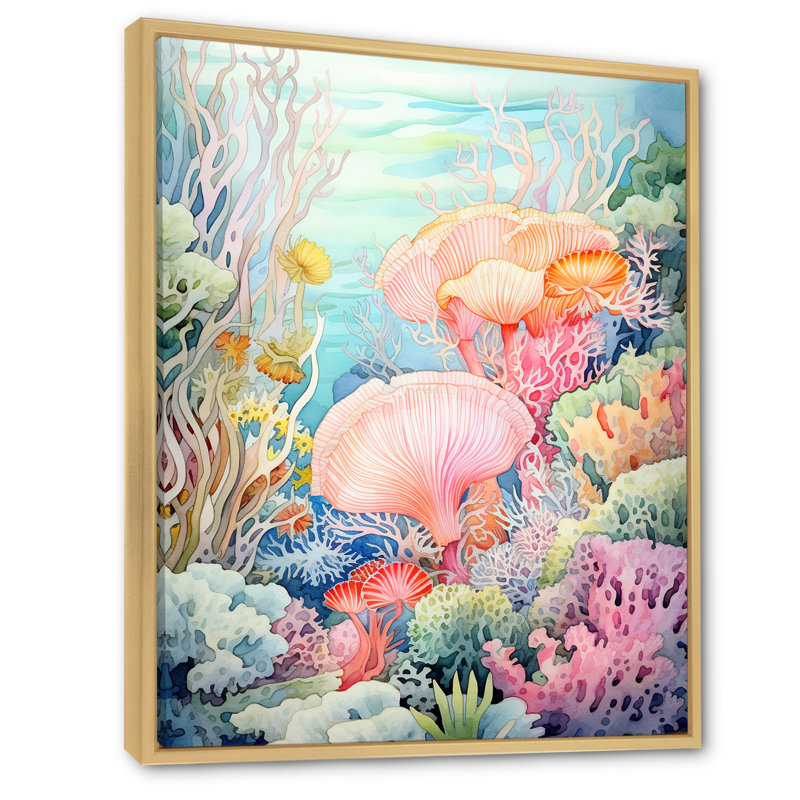 Couleurs pastel aquarelle coraux II - plage et océan, impressions d'art mural, Cadre naturel flottant