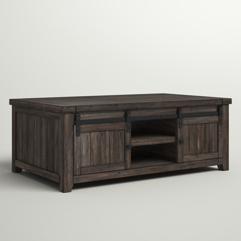 Karley Solid Wood Coffee Table with Storage, Brown