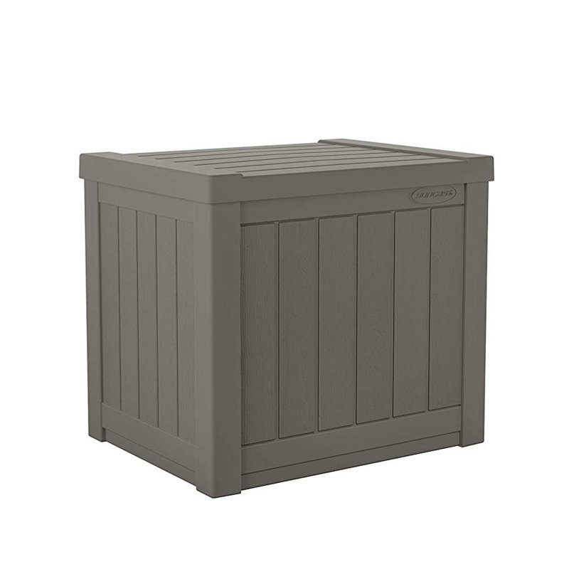 Suncast 22 Gallons Water Resistant Resin Deck Box, Stoney, 19.5" H x 22" W x 17" D, 6