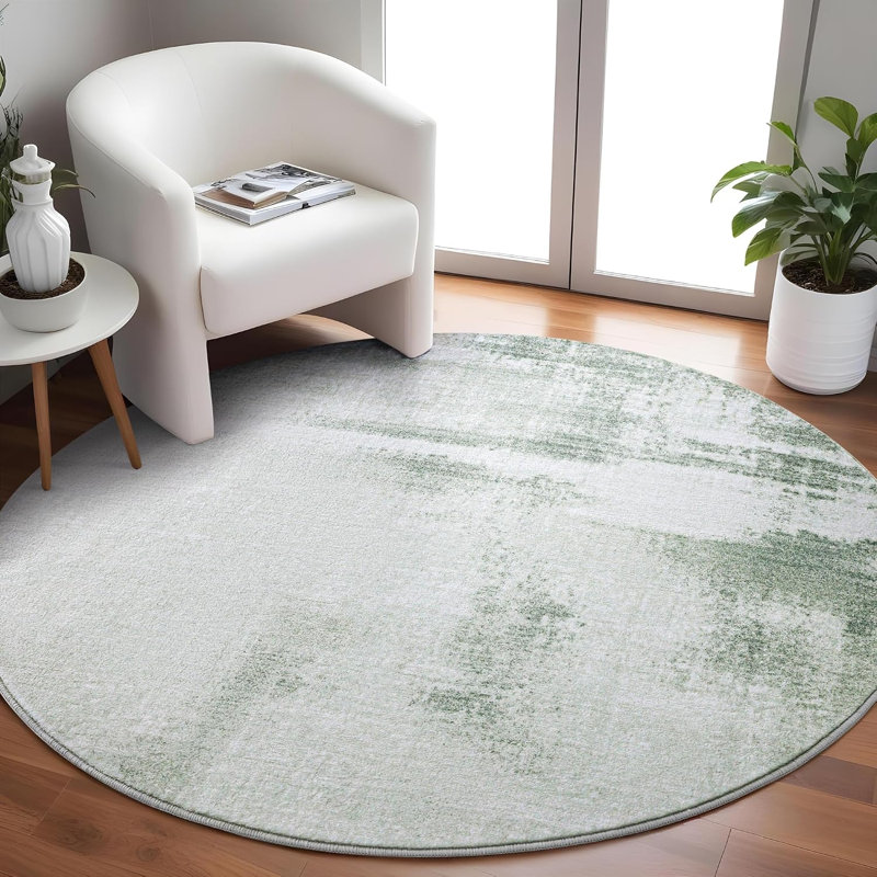 Tapis rond bleu sarcelle moderne lavable à poils courts 5 pi, Sarcelle, 5 pi (rond)