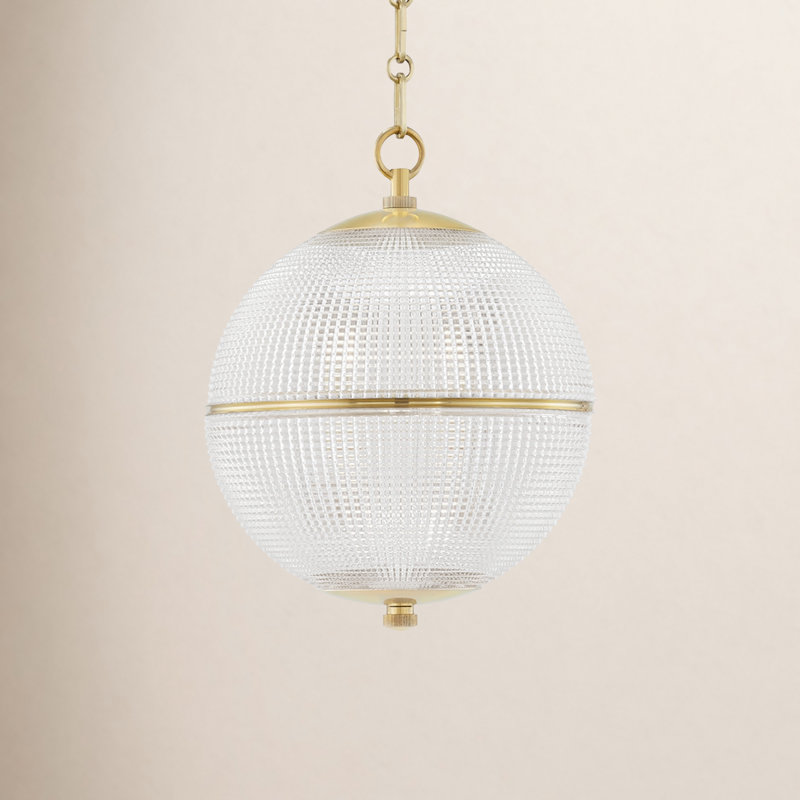 Sphere No. 3 1 Light Pendant By Mark D. Sikes, 16" H x 12.25" W x 12.25" D, Aged Brass