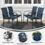 Ensemble de salle à manger de patio pour 4 personnes avec table de salle à manger carrée en métal Behrendt et chaises empilables en polyester enduit de PVC-1766972005-1774868322