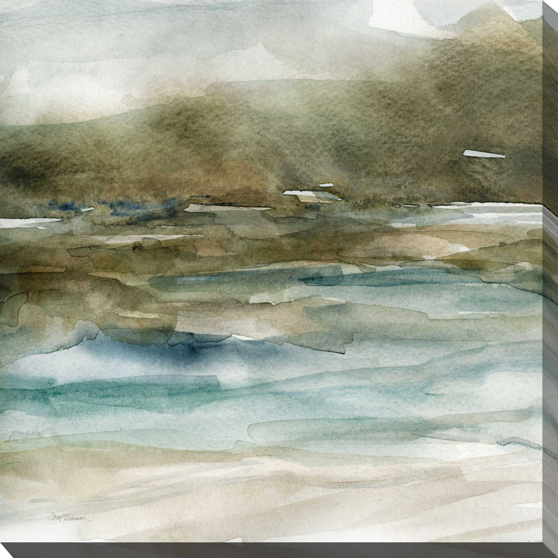 Riverbank par Carol Robinson - Peinture, L 18 po x H 18 po, Toile tendue
