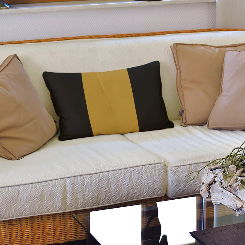 Housse de coussin lombaire Atlanta, Jacksonville, Noir / Doré foncé