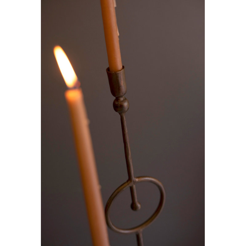  Ensemble de trois porte-bougies coniques en métal avec motif circulaire et décoration de table