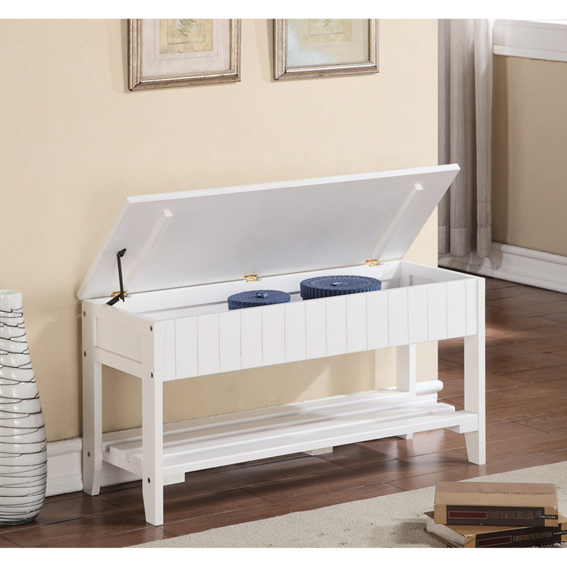 Banc à chaussures de rangement en bois massif blanc - Pratique et élégant, une option moderne et raffinée
