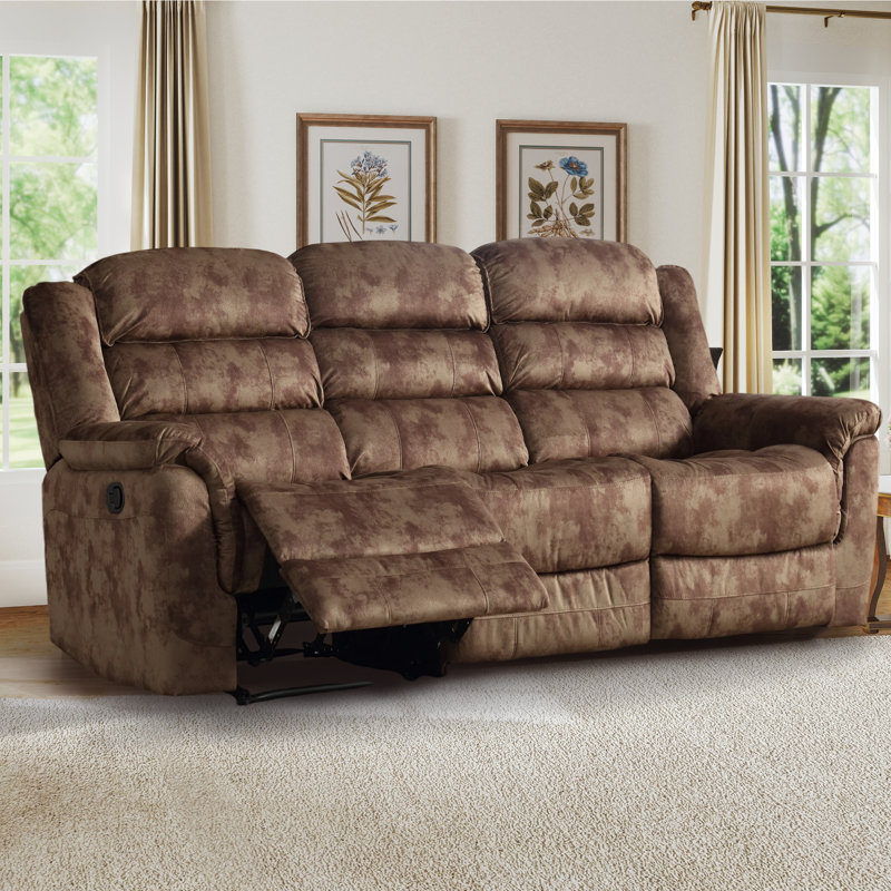 Canapé inclinable manuel en microfibre 87 po, Brun