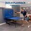 Table de ping-pong pliable de 2,74 m (9 pi) – Surface de jeu bleue et cadre noir, mode jeu pour l'entraînement en solo, roulettes et rangement compact