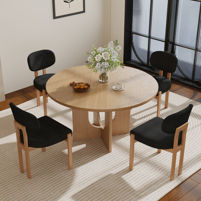 Ensemble de salle à manger Farmhouse, Une table et quatre chaises, Noir, Brun