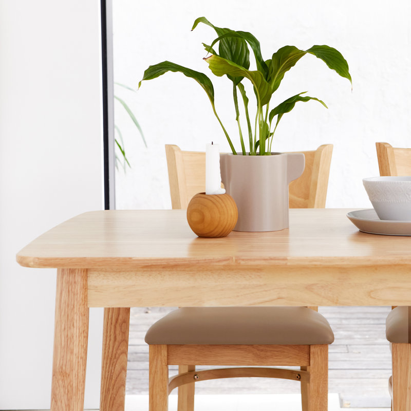 Table de salle à manger en bois d'hévéa massif 70,9 "Husno, Naturel