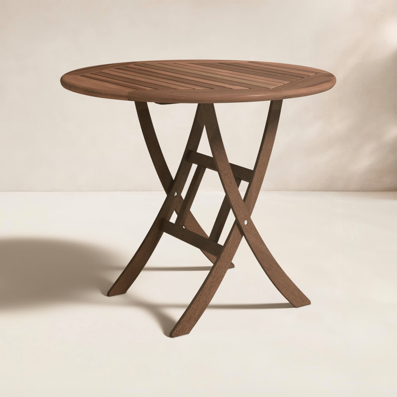 Table bistro pliante en bois massif Suki, Brun