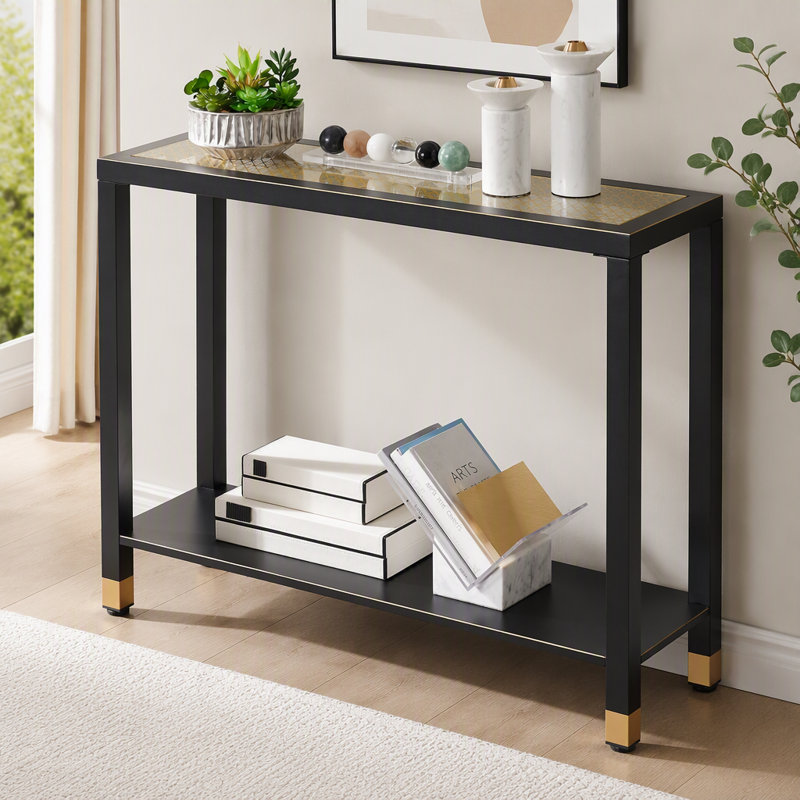 Console à 2 niveaux, table basse, Black+Gold / Black, Black+Gold, Black