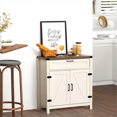 Buffet Farmhouse, armoire de cuisine rustique à 2 portes de grange, armoire d'appoint avec rangement pour le salon