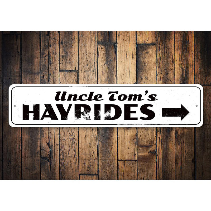 Enseigne en aluminium Hayrides, H 4 po x l 18 po x P 0,04 po
