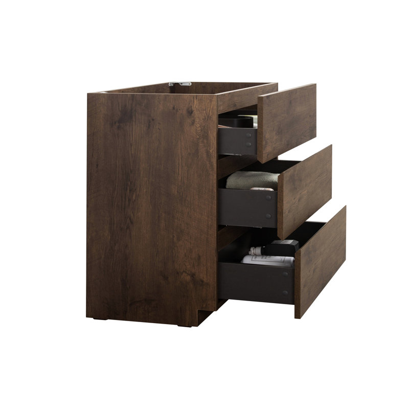 Armoire de plancher - noyer, 3, sans lavabo, élégance moderne, couleur de noyer Smooth Move, 30", Noyer