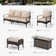 Arwand Outdoor Patio Conversation Set with Fire Pit Table & Optional Ottomans