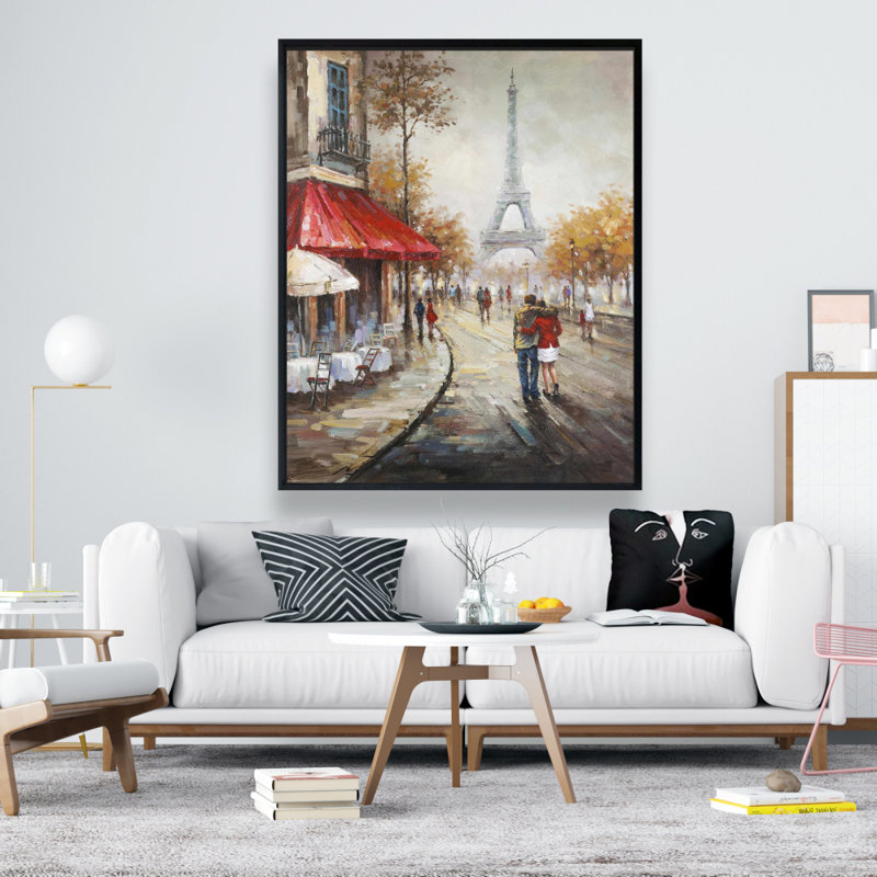 " Couple Walking In Paris Street ", H 60 po x l 48 po