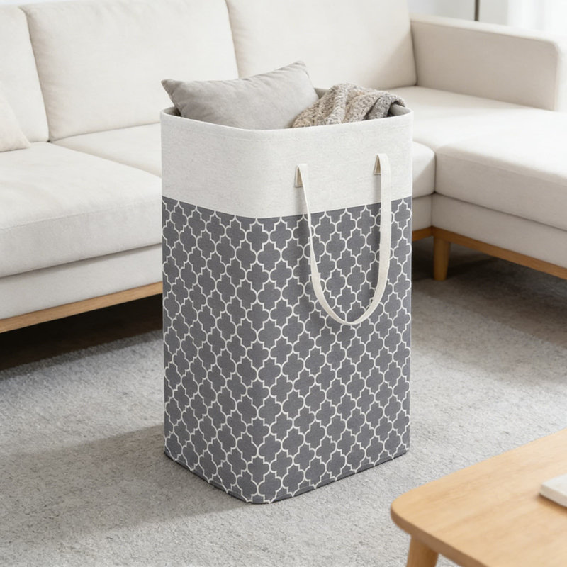Panier à linge pliable en tissu de grande capacité avec de longues poignées, un bac de rangement de 75 L pour la maison, un dortoir ou un usage commercial, un organisateur polyvalent pour les vêtements et les articles ménagers