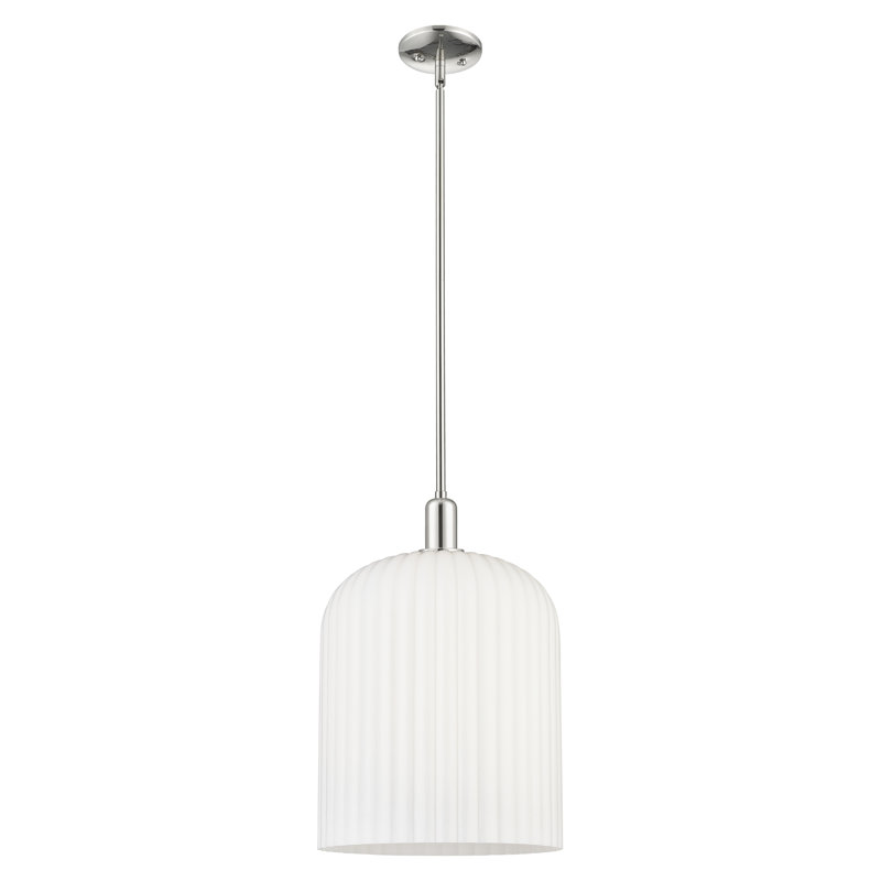 Downtown Urban - Voile de mariée - Mini-luminaire suspendu 1 tige, H 18 po x l 12 po x P 12 po, Blanc brillant, Nickel poli