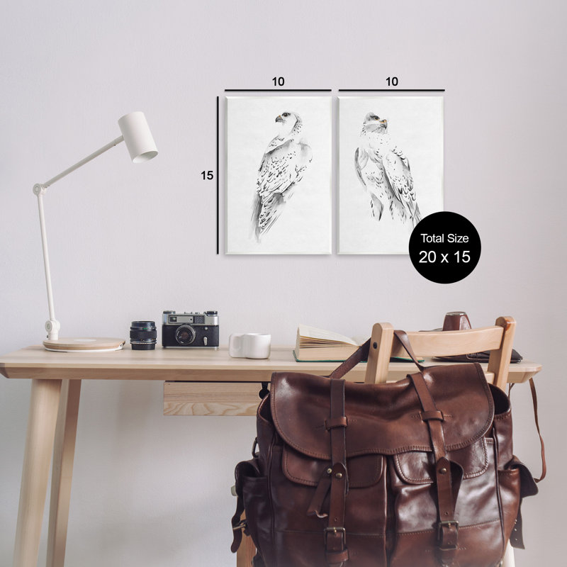 White Hawk Winter Birds Soft Speckled Feathers 2pc, H 15 po x l 10 po