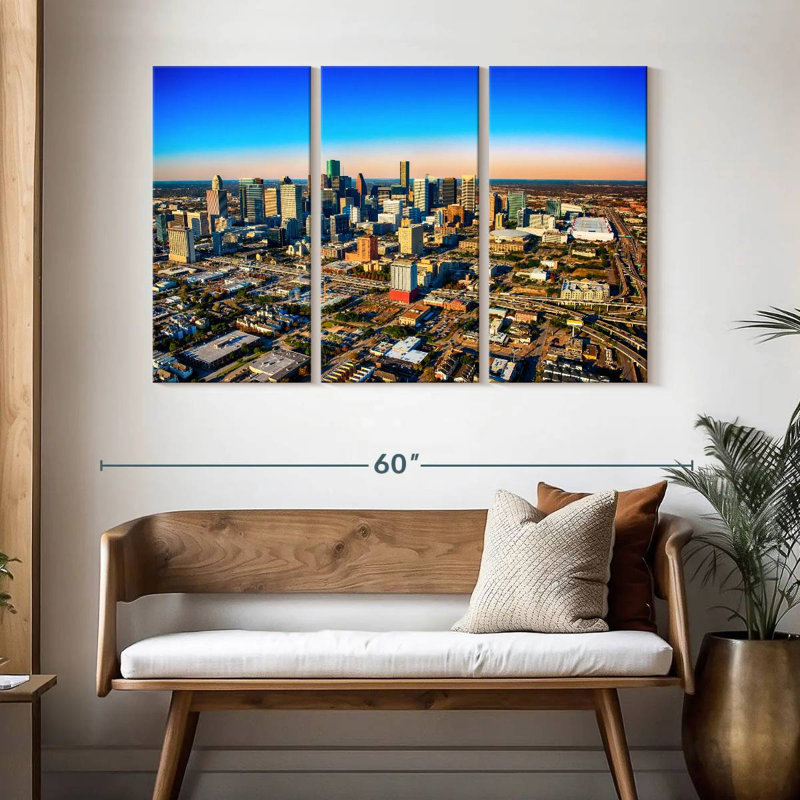 Vue du paysage urbain de Houston, H 32 po x l 50 po
