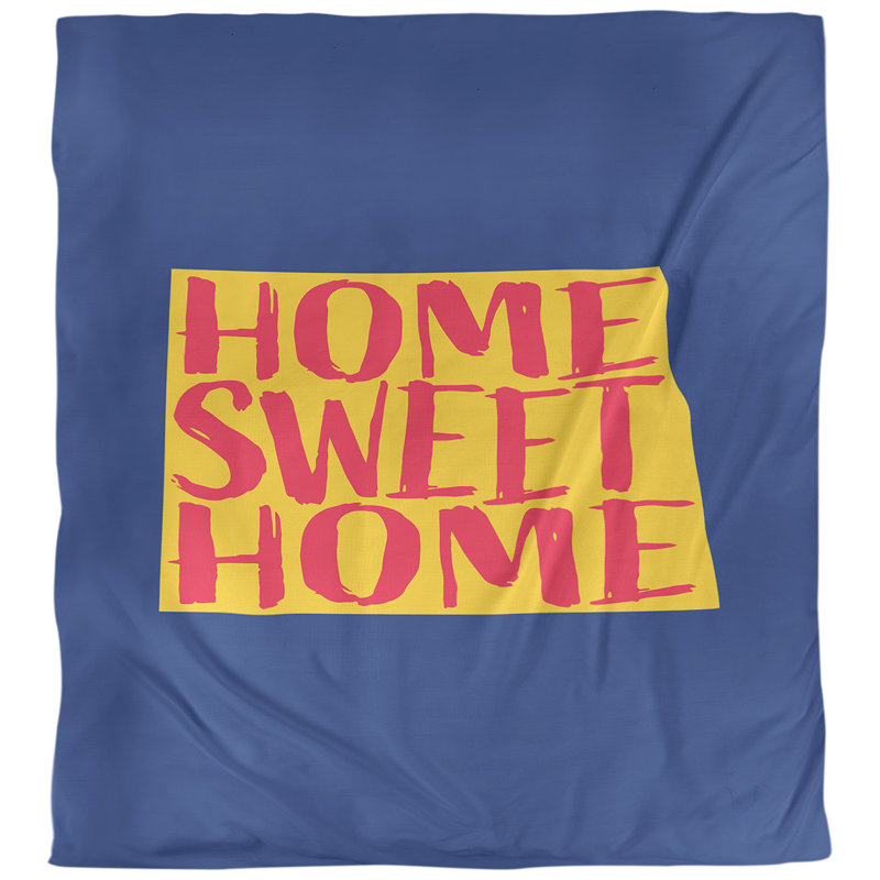 Housse de couette north dakota the home, Microfibre, Housse de couette pour grand lit, Bleu marine et jaune