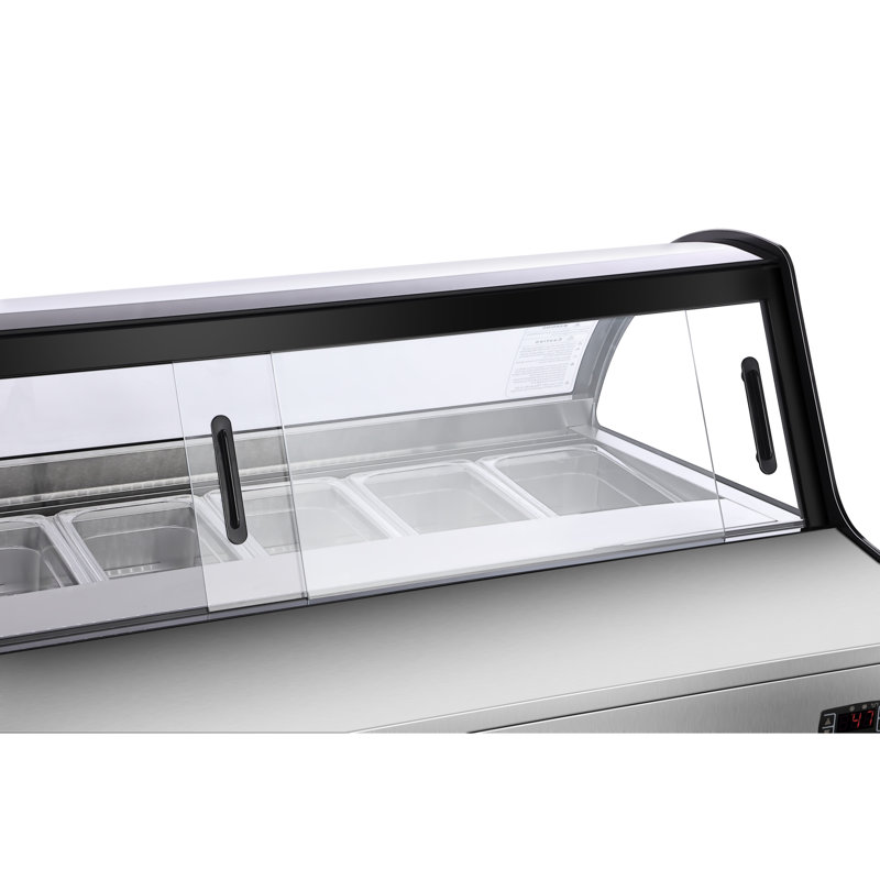 Vitrine de comptoir 46 po avec 6 poêlons et garde-éternité en verre intégré en acier inoxydable (km-cgd6p)