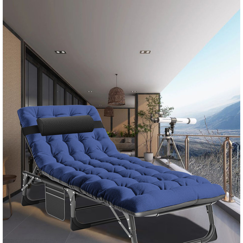 Lit de camping pliant réglable pour adultes, Bleu