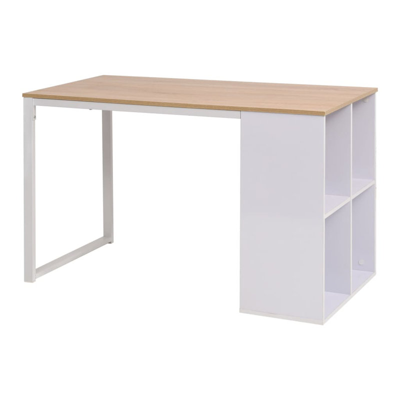 Staton Metal Base Writing Desk, Brown/White