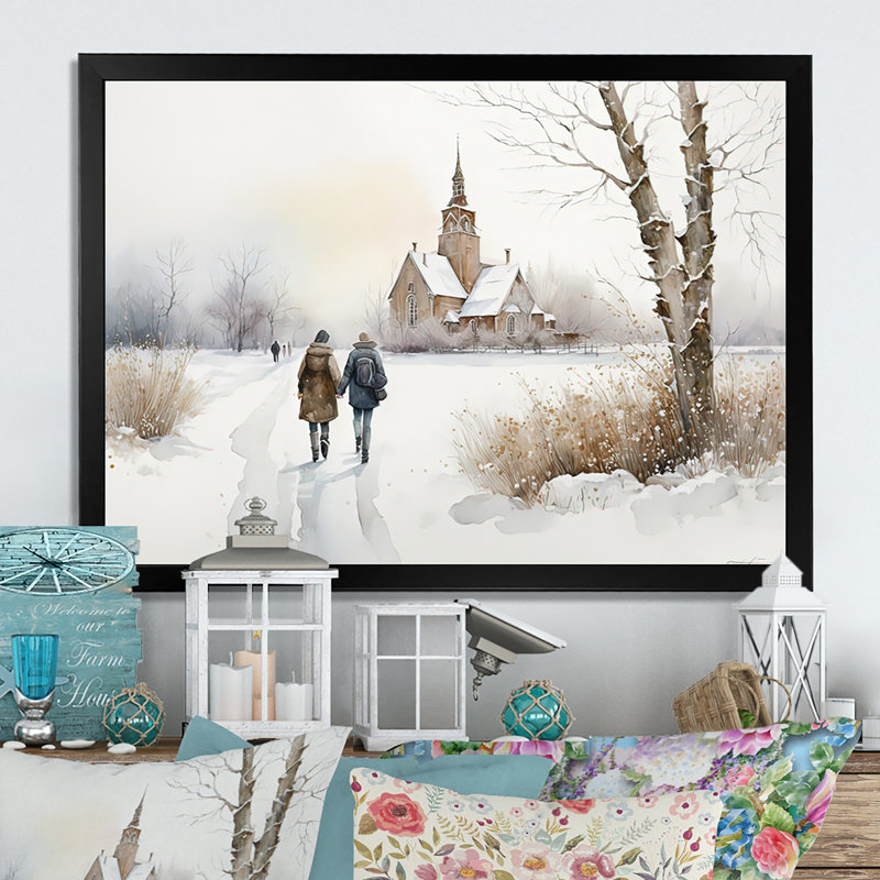 Couple amoureux, art mural sur toile, H 16 po x l 32 po x P 1 po, Cadre noir