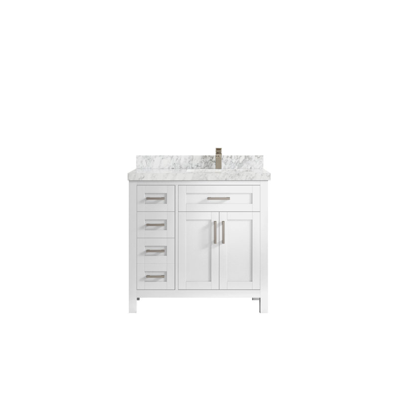 Ensemble de meuble-lavabo simple 36 po Gonneke, Marbre de Carrare